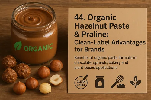 Organic hazelnut paste and praline