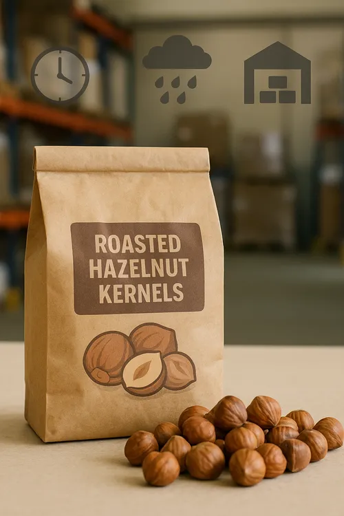Roasted hazelnut kernels packaging for export