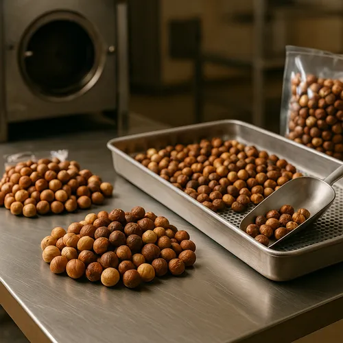 Roasted hazelnut processing flow
